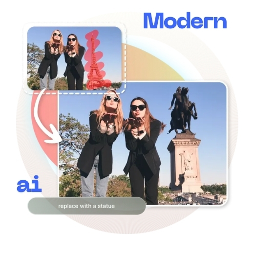 Example of AI Replace swapping objects in a photo.